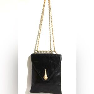Triangle vintage Elegant Black Leather Shoulder Bag